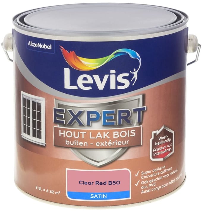 Levis - Expert Hout Lak Buiten Satin Mix - Clear Red B50 - Mengverf - 2,5 L
