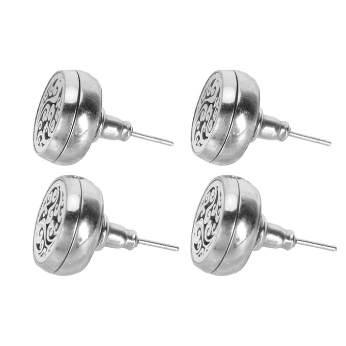 2 Paires Boucles d'Oreilles Diffuseur d'Huiles Essentielles Mode Forme Ronde Acier Inoxydable Boucles d'Oreilles Aromathérapie white