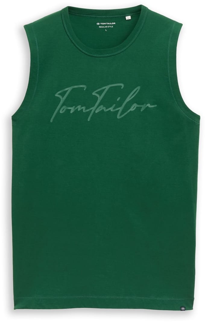 Tom Tailor - Tanktop met logoprint - Maat M - Garden Green