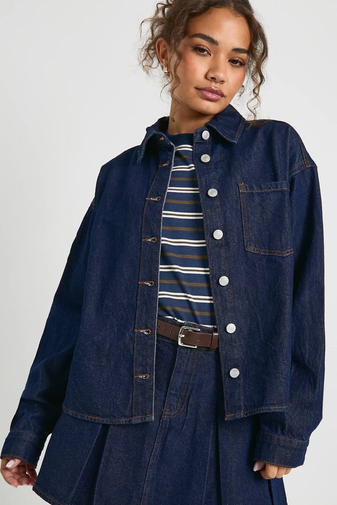 boohoo Dames Denim overhemd | Indigo | Maat: 10