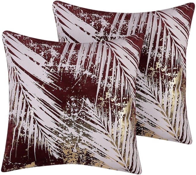 CALLA - Sierkussen set van 2 - Bordeaux - 45 x 45 cm - Fluweel