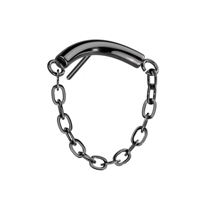Piercing push in chain plain 1.2x8 - zwart - LMPiercings
