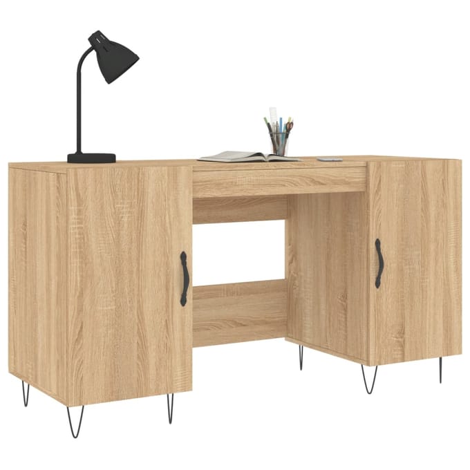 vidaXL - Bureau - 140x50x75 - cm - bewerkt - hout - sonoma - eikenkleurig