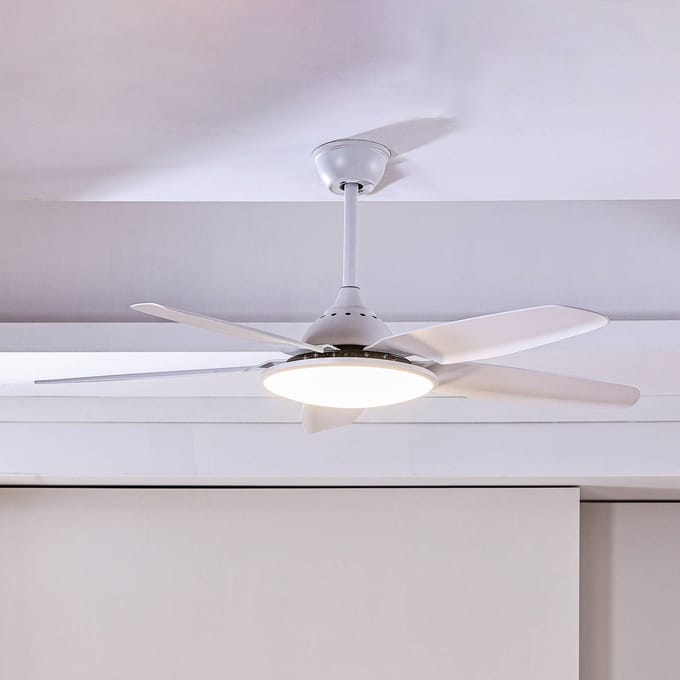 Lucande LED plafondventilator Divian, wit, DC, stil, CCT