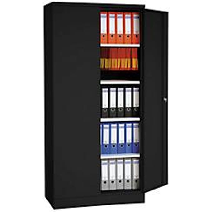 Stalen kast, H 1950 x B 920 x D 600 mm, zwart/zwart