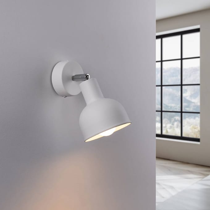 SOLLUX LIGHTING Wandlamp Elba, wit, metaal, Ø 19 cm, E27