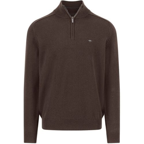 Fynch-Hatton Trui Troyer-Zip Supersoft Cotton Earth / male