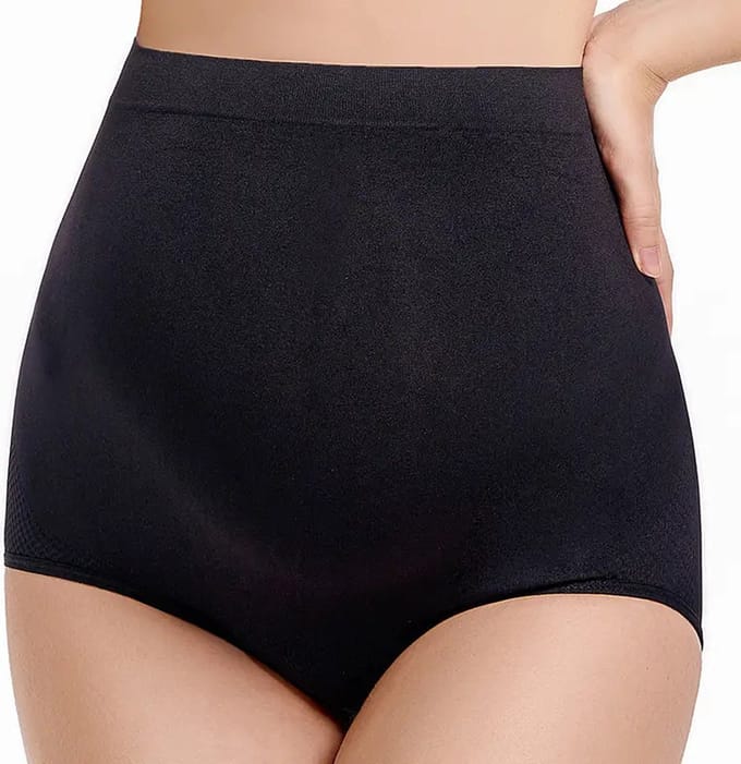 Wow Peach - Zwangerschaps Ondergoed - Hoge Taille - Buikondersteuning - Stretchy - Ondersteuning - Zwart - Medium