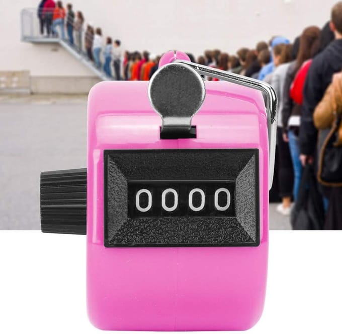 Handteller - Telapparaat - Gegevens Statistieken - Grote Telling - 4 Cijfers - Roze