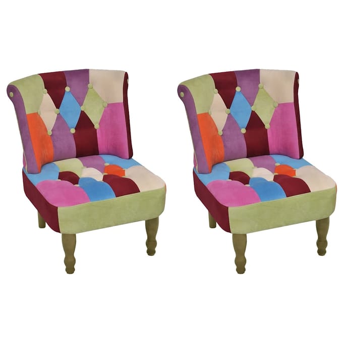 vidaXL Franse stoelen 2 st met patchwork ontwerp stof