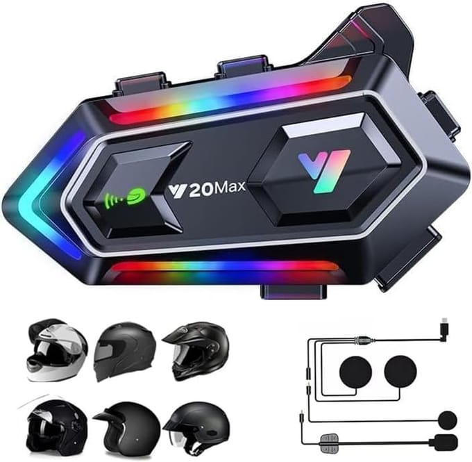 Motorhelm Headset - Intercom - Bluetooth - Zwart