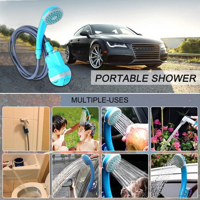 Draagbare douche Buiten/Binnen USB-oplaadbare draagbare oplaadbare douchekoppompen met 2 sproeiers meer blauwe kleur