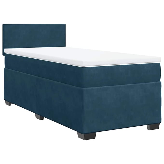 vidaXL - Boxspring - met - matras - fluweel - blauw - 100x200 - cm