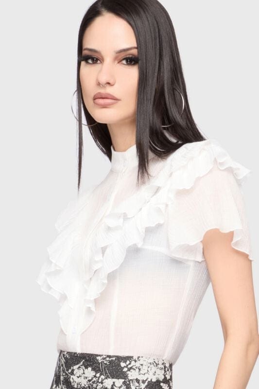 Killstar - Gothic Blouse - Celestial Summer - Midnight Vale Ruffle Blouse - L tot 4XL - voor Vrouwen - wit
