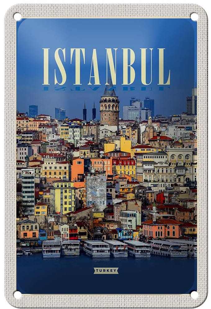 Blechschild Reise 12x18cm Istanbul Turkey City Guide Geschenk Schild