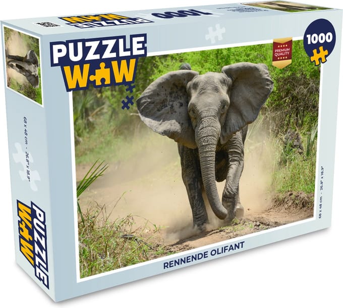 Puzzel Rennende olifant - Legpuzzel - Puzzel 1000 stukjes volwassenen