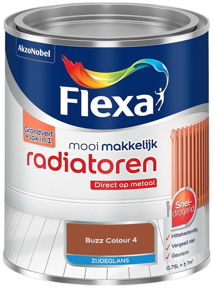 Flexa - Mooi Makkelijk Radiatoren Zijdeglans - Buzz Colour 4 - Mengverf - 750 Ml
