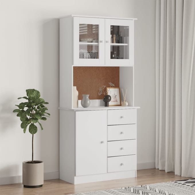 vidaXL - Hoge - kast - ALTA - 77x35x165 - cm - massief - grenenhout - wit