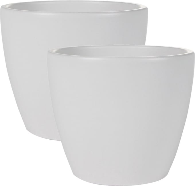Ter Steege Bloempot - 2x stuks - wit - glans - Scandinavisch - 18 x 16 cm - plantenpot