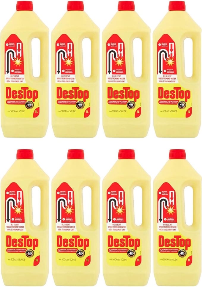Destop Geel - Vloeibare krachtige ontstopper - 8 x 950ml