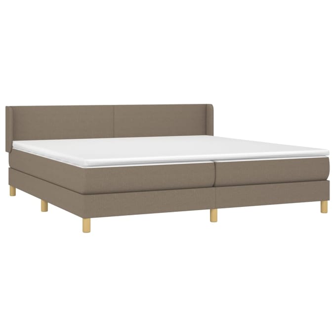 vidaXL - Boxspring - met - matras - stof - taupe - 200x200 - cm