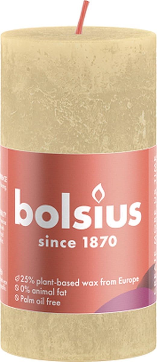 8 stuks Bolsius beige rustiek stompkaars 100/50 (30 uur) Oat Beige