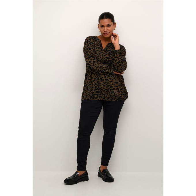 Blouse met lange mouwen Regular fit Major Brown_Black Leopard