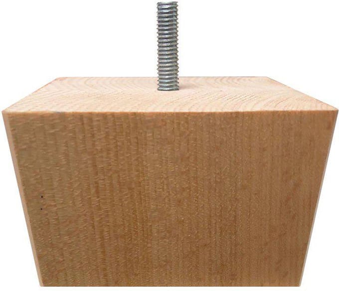 Meubelpoot vierkant 9 bij 9 cm en hoogte 6 cm van massief hout (M8) - Set van 4 stuks