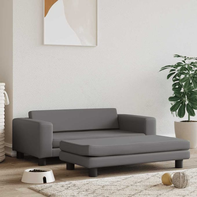 vidaXL - Hondenmand - met - verlengstuk - 100x50x30 - cm - kunstleer - grijs