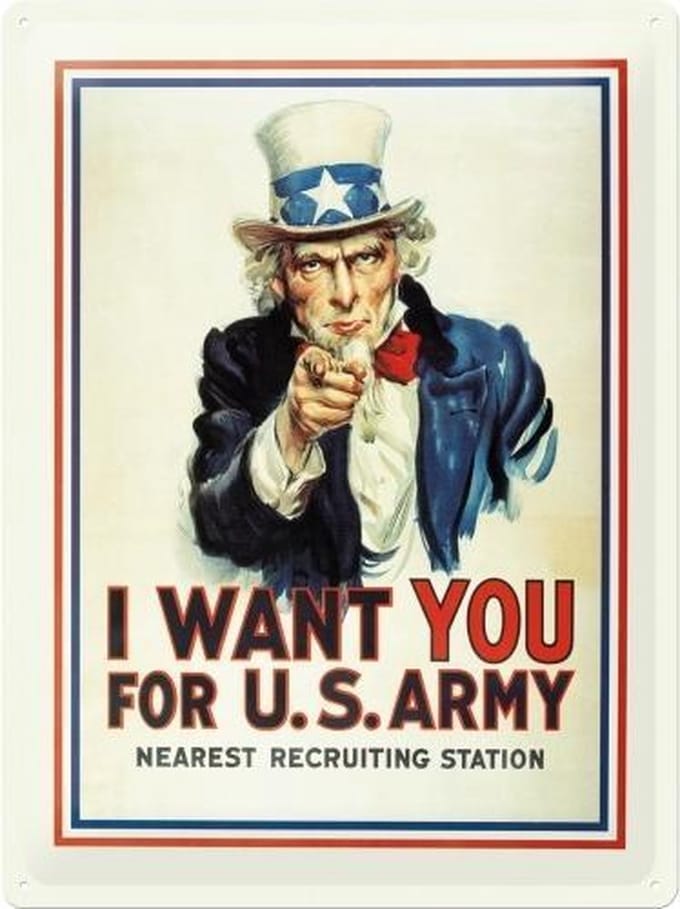 Nostalgic Art Metalen Bord I Want You for US