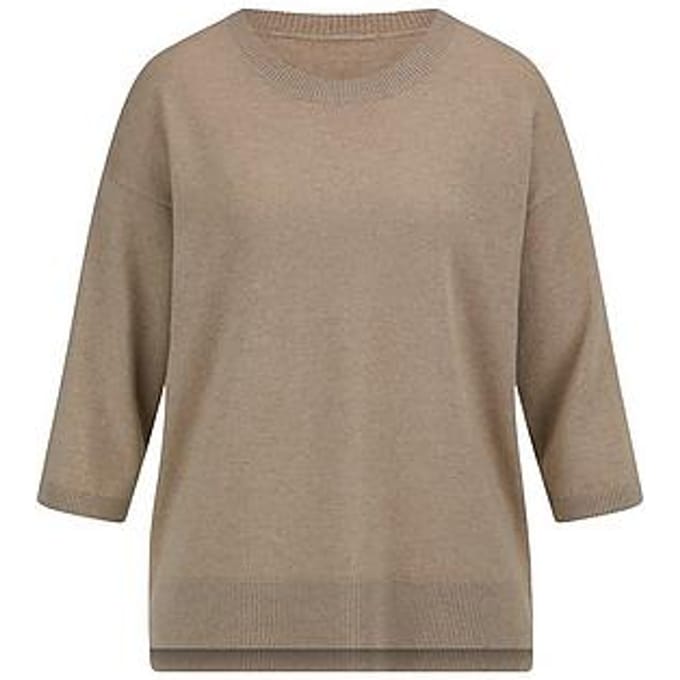 Ronde hals trui kasjmier Van Peter Hahn beige