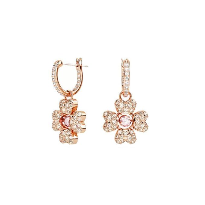 Boucles d'oreilles créoles fleur Swarovski 5674212 Rose Gold|F|Shopping Bag white