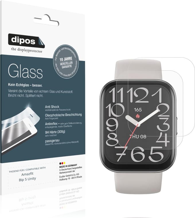 dipos – 2x Matte Pantserfolie geschikt voor Amazfit Bip 5 Unity | 9H Screenprotector