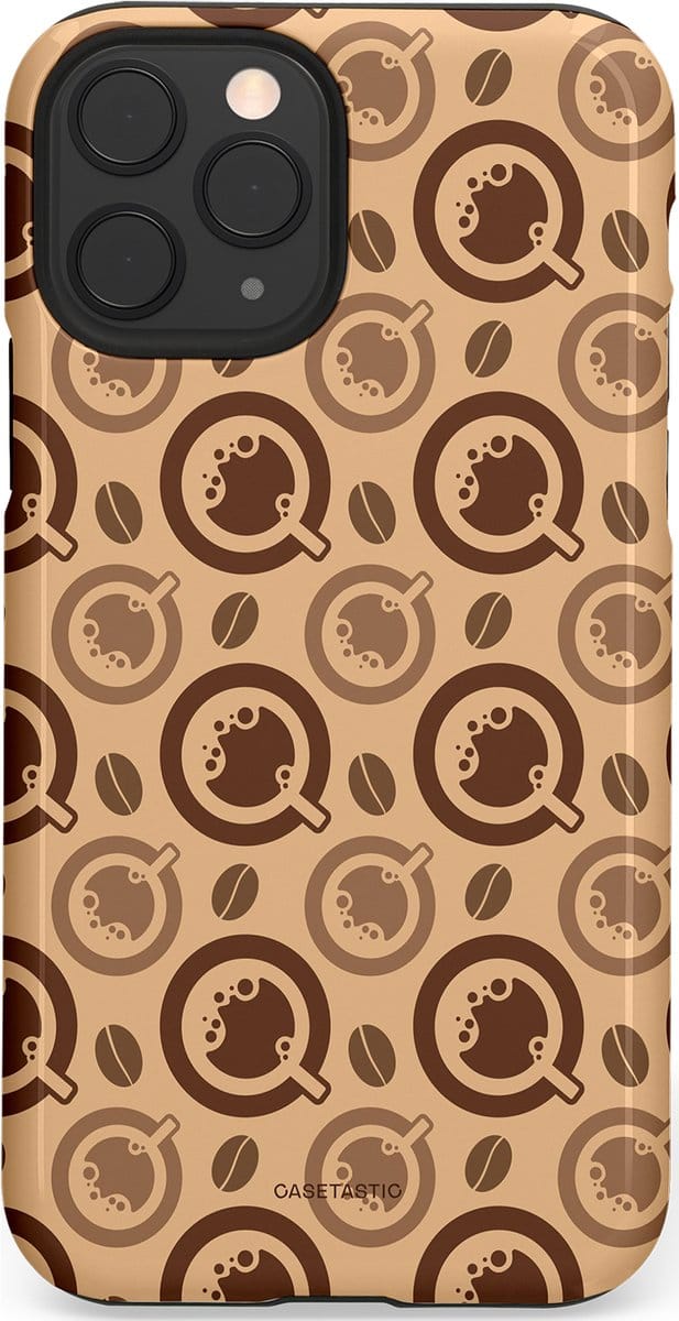 Casetastic hoesje geschikt voor Apple iPhone 11 Pro - Dubbellaagse bescherming - Cappuccino Ontwerp - Fashion Case - Taupe Perzik Donkergrijs
