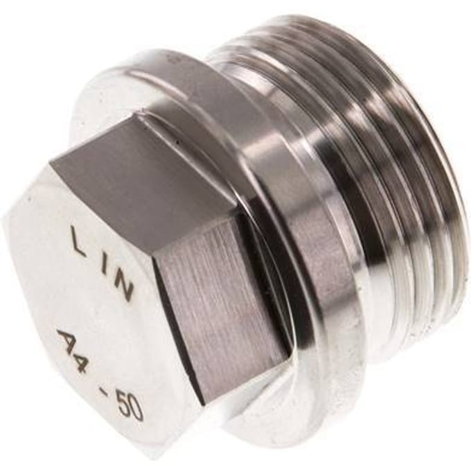 Plug G1'' RVS met kraag en buitenzeskant 40bar (562.0psi)