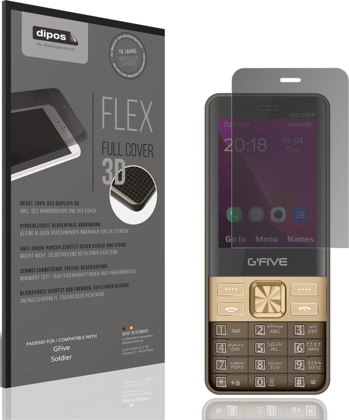 dipos FLEX – Matte Privacy Screenprotector geschikt voor GFive Soldier | Volledige Schermbescherming | Case-Friendly