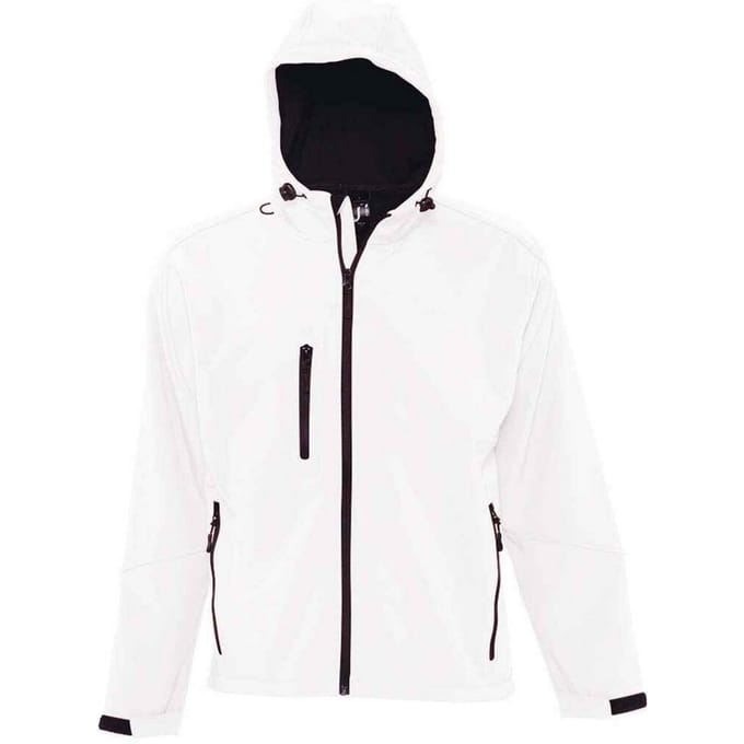 SOLS Heren Replay Soft Shell Jas met capuchon (Wit)