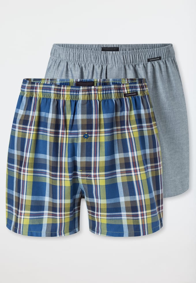 Schiesser 2Pack Boxershorts - Boxershorts Multipacks Onderbroek - blauw, groen