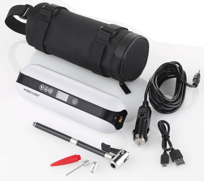 FISCHER accu-compressor met Powerbank en LED-zaklamp