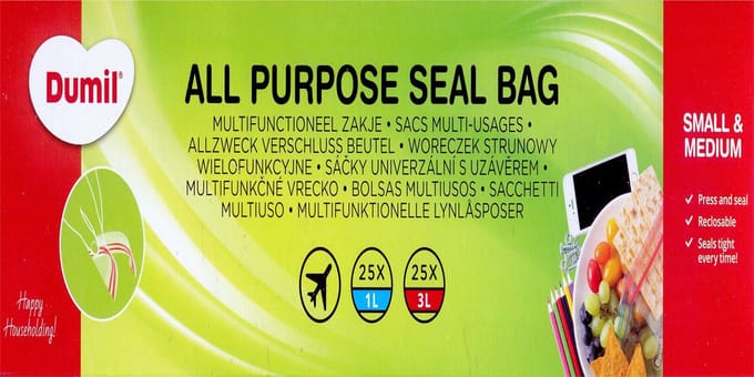 Dumil hersluitbare Diepvrieszakjes - 25 stuks 1 liter + 25 stuks 3 liter