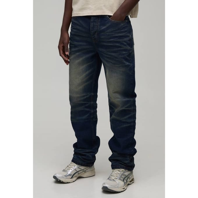 Straight Rigid Acid Wash Denim Jeans | Antique Wash | Size 52R