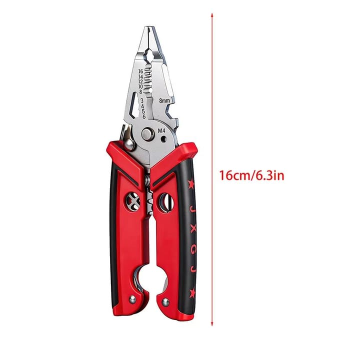 Draadtangenset Striptang Krimptang Kabelknipper Verstelbare draadstrippers Multifunctionele elektrische draadstriptang Krimptang Terminal Handgereedschap 18 In 1 Multi-function rood