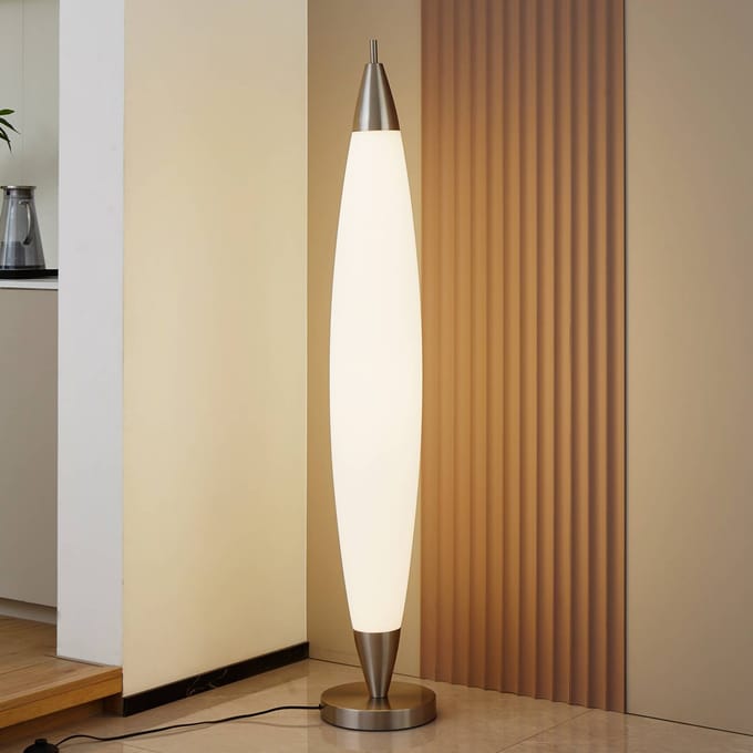 Lucande LED vloerlamp Tarell, wit/nikkel, 146 cm, dimbaar