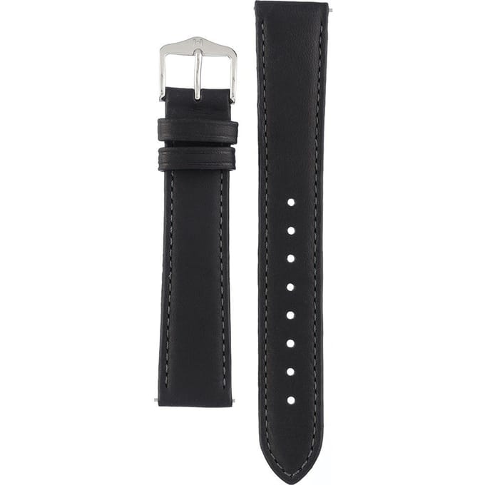 Hirsh Horlogeband -  Merino Zwart - Leer - 18mm
