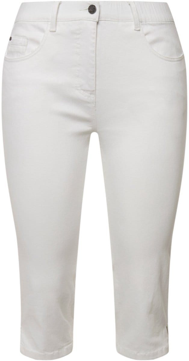 Ulla Popken - Dames - Capri-jeans Sarah smal 5-pocket model zoomsplit - Wit denim - Maat 58