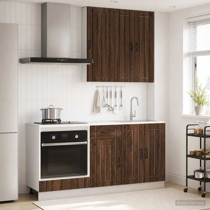 vidaXL - Keukenblok - LUCCA - 5 - st - Bruin - eiken - Bewerkt - hout