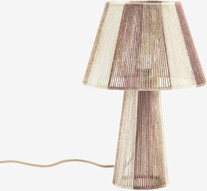 Madam Stoltz - Jute Tafellamp - Handgeweven draden - Bruin / wit - 10962-A