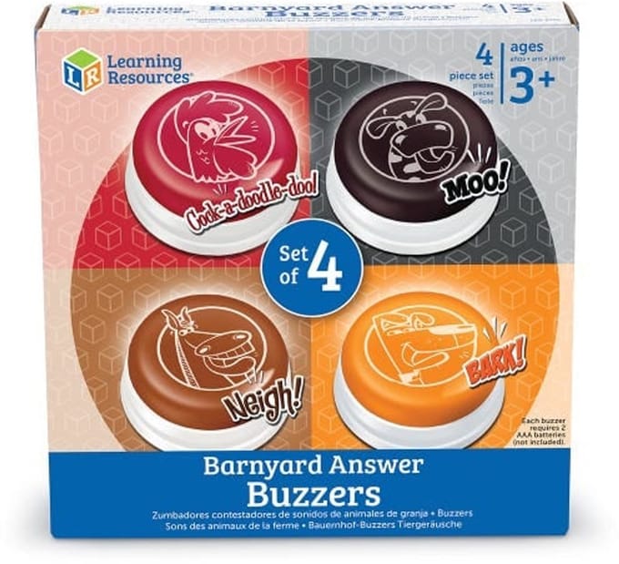 Learning Resources Antwoordknop Buzzers met Dierengeluiden (Set van 4)