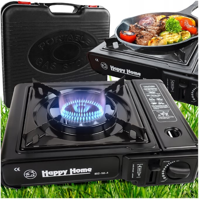 Cuisinière à Gaz Touristique de Camping Brûleur Avec Valise pour Cuisinière 2-en-1 Puissante