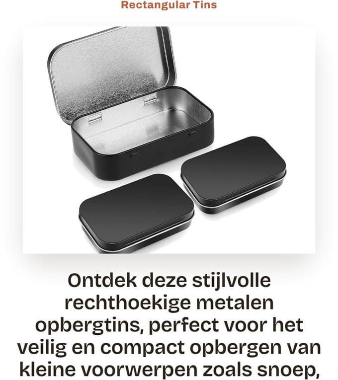 Dailygoods- Opbergdozen - 3 Stuks - Metaal - Met Scharnierdeksel - 8.9 x 5.5 x 1.3 cm - Duurzaam - Compact - Opbergtin